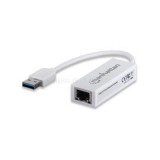 Kábel átalakító - USB2.0 to RJ45 (10/100, Fehér) (MANHATTAN_506731)