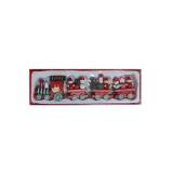 Karácsonyi dekoráció, kisvonat (piros, fehér csíkos mozdonnyal)