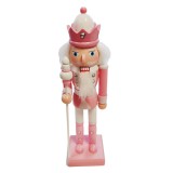 Karácsonyi Diótörő Figura, rózsaszín őr bottal 25,5 cm