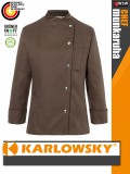 Karlowsky LIGHTBROWN LARISSA kevertszálas 95C-on mosható hosszúujjú női séf kabát - munkaruha