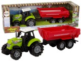 KicsiKocsiBolt Zöld traktor piros pótkocsi hanggal 11109