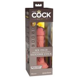 King Cock Elite 6 - tapadótalpas, élethű vibrátor 15cm (sötét natúr)