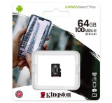 KINGSTON memóriakártya 64GB (microSDXC Canvas Select Plus - Class 10, UHS-1, A1)