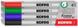 KORES "K-Marker" 4 különböző színű 1-3 mm-es kúpos hegyű tábla- és flipchart marker készlet