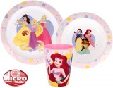 KORREKT WEB Disney Hercegnők True étkészlet, micro műanyag szett, pohárral 260 ml