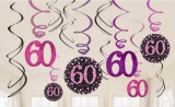 KORREKT WEB Happy Birthday Pink 60 szalag dekoráció 12 db-os szett