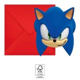 KORREKT WEB Sonic a sündisznó Sega party meghívó 6 db-os FSC