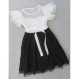 Különleges, fekete-fehér ünneplő ruha (110/116) - TÖBB MÉRETBEN