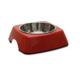 Kutyatál DOG FANTASY, négyzet alakú tálkatartóval - 0,16L, piros