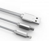 LDNIO Electronic Technology Co. Ltd. LDNIO 2 az 1-ben adat- és töltőkábel LC-86, USB-ről Lightning/MicroUSB csatlakozó, 1 méter, asztroszürke