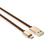 LDNIO Electronic Technology Co. Ltd. LDNIO adat és töltő kábel LS25, MicroUSB/USB csatlakozó, 2.4A gyors töltés, 1 méter, arany/barna