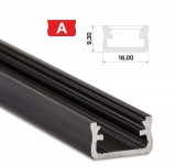 Led profil led szalagokhoz Standard fekete 1 méteres alumínium