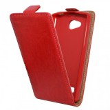 LG Joy H220, Forcell lenyitható bőrtok, Slim Flexi, felfelé nyíló - kinyitható, piros (RS59829) - Telefontok