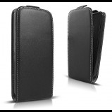LG K10, Forcell lenyitható bőrtok, Slim Flexi, felfelé nyíló - kinyitható, fekete (38213) - Telefontok
