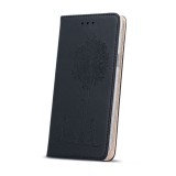 LG K10, Oldalra nyíló tok, stand, Smart Stamp, szerelmes minta, fekete (46065) - Telefontok