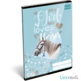 Lizzy Card Lovas tűzött füzet A/5, 40 lap sima, MICI Just a girl who loves horses, fehér ló