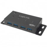 LogiLink SuperSpeed USB3.0 HUB 4Port  szerelhető aktív, tápegységgel Fekete (UA0149) - USB Elosztó