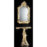 Lorenzon Angyalos kerámia konzolasztal tükörrel és angyalkákkal - krémszínű, arany, platina