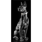 Lorenzon Dán dog kerámia szobor, eredeti Swarovski nyakékkel - fekete