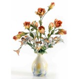 Lorenzon Kerámia váza színes rózsákkal és orchideákkal