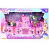 Magic Toys Rózsaszín kastély hintóval, figurákkal és fényekkel