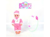 Magic Toys Rózsaszín ruhás baba sztetoszkóppal 31cm