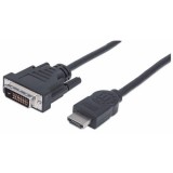 Manhattan HDMI Cable, HDMI Male to DVI-D 24+1 Male, Dual Link, Black, 1,8m