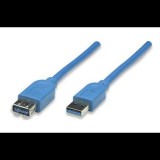 Manhattan kábel USB 3.0 TypeA (Male) - USB 3.0 TypeA (Female) 1.8m kék (322379) (322379) - Adatkábel
