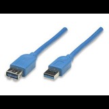 Manhattan kábel USB 3.0 TypeA (Male) - USB 3.0 TypeA (Female) 3m kék (322447) (322447) - Adatkábel