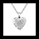 Maria King ezüstözött szív alakú képtartó függő medál nyaklánccal