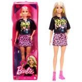 Mattel Barbie Fashionista barátnők: Rocker Barbie párducmintás szoknyában cipzáras tartóban