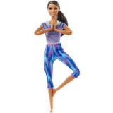 Mattel Barbie Mozgásra Tervezve: barna bőrű jóga Barbie lila-kék ruhában