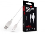 Maxlife USB - micro USB adat- és töltőkábel 1 m-es vezetékkel - Maxlife Micro USB Cable - 5V/2A - fehér