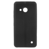 Microsoft Lumia 550, TPU szilikon tok, bőrhatás, varrás minta, fekete (RS59847) - Telefontok