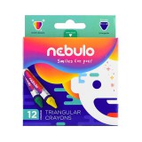 Nebulo háromszög alakú 12db-os vegyes szín&#369; zsírkréta készlet nzsk-tr-12