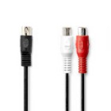 NEDIS DIN audio kábel | DIN 5 Tűs Dugasz | 2x RCA Aljzat | Nikkelezett | 0.20 m | Kerek | PVC | Fekete | Label