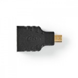 NEDIS HDMI™ adapter | HDMI™ Micro Csatlakozó | HDMI™ Aljzat | Aranyozott | Egyenes | ABS | Fekete | 1 db | Műanyag Zacskó