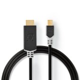 NEDIS Mini DisplayPort kábel | DisplayPort 1.4 | Mini DisplayPort Dugasz | HDMI™ Csatlakozó | 48 Gbps | Aranyozott | 2.00 m | Kerek | PVC | Antracit | Ablakos Doboz