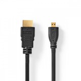 NEDIS Nagy Sebességű HDMI ™ kábel Ethernet | HDMI™ Csatlakozó | HDMI™ Micro Csatlakozó | 4K@30Hz | 10.2 Gbps | 1.50 m | Kerek | PVC | Fekete | Boríték