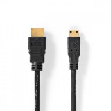 NEDIS Nagy Sebességű HDMI ™ kábel Ethernet | HDMI™ Csatlakozó | HDMI™ Mini Csatlakozó | 4K@30Hz | 10.2 Gbps | 3.00 m | Kerek | PVC | Fekete | Műanyag Zacskó