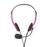 NEDIS PC headset | Fülre Illeszkedő | Stereo | 2x 3.5 mm | Felhajtható Mikrofon | 2.00 m | Rózsaszín