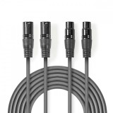 NEDIS Szimmetrikus Audió Kábel | 2x XLR 3-tűs Dugasz | 2x XLR 3-Pin Aljzat | Nikkelezett | 1.50 m | Kerek | PVC | Sötét Szürke | Kartondoboz