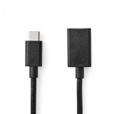 NEDIS USB-C™ Adapter | USB 3.2 Gen 1 | USB-C™ Dugasz | USB-A Aljzat | 5 Gbps | 0.15 m | Kerek | Nikkelezett | PVC | Fekete | Boríték