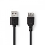 NEDIS USB kábel | USB 2.0 | USB-A Dugasz | USB-A Aljzat | 480 Mbps | Nikkelezett | 1.00 m | Kerek | PVC | Fekete | Papírfüles