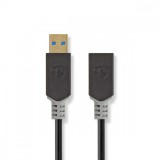 NEDIS USB kábel | USB 3.2 Gen 1 | USB-A Dugasz | USB-A Aljzat | 5 Gbps | Aranyozott | 2.00 m | Kerek | PVC | Antracit | Doboz