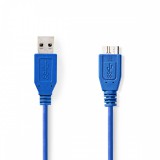 NEDIS USB kábel | USB 3.2 Gen 1 | USB-A Dugasz | USB Micro-B Dugasz | 5 Gbps | Nikkelezett | 0.50 m | Kerek | PVC | Kék | Boríték