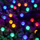 NEW ENERGY Napelemes dekor gömb lámpa 9,5 méter 30 gömb színes földbe szúrható kültéri világítás kerti szolár világítás