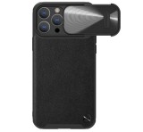 NILLKIN CAMSHIELD LEATHER műanyag telefonvédő (közepesen ütésálló, ECO bőr hatású hátlap, kamera védelem) FEKETE Apple iPhone 14 Pro Max