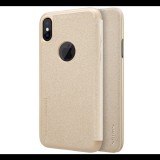 NILLKIN SPARKLE műanyag telefonvédő (mikroszálas bőr hatású FLIP, oldalra nyíló, logo kivágás) ARANY [Apple iPhone XS 5.8] (5996457753437) - Telefontok
