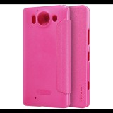 NILLKIN SPARKLE műanyag telefonvédő (mikroszálas bőr hatású FLIP, oldalra nyíló) RÓZSASZÍN [Microsoft Lumia 950] (5996457604470) - Telefontok
